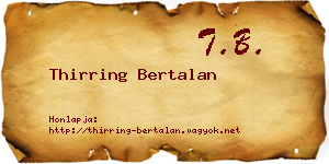 Thirring Bertalan névjegykártya